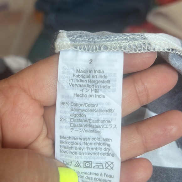 - J. Crew Gingham Navy Blue & White belted shirtdress NWT Size 2 - Picture 7 of 7